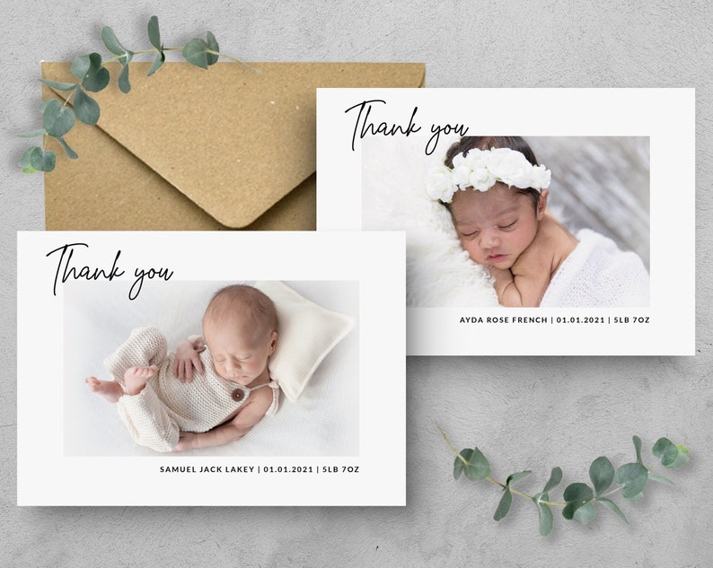 Personalised New Baby Thank You Cards Photo Birthday Thank You Notes Personalised Thank You Cards with Photo Baby Announcement Newborn Cards image 3