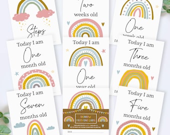 Rainbow Baby Milestone Cards - Unisex New Baby Gift, Perfect for Baby Shower & Pregnancy, Photo Props for Monthly Growth, Keepsake