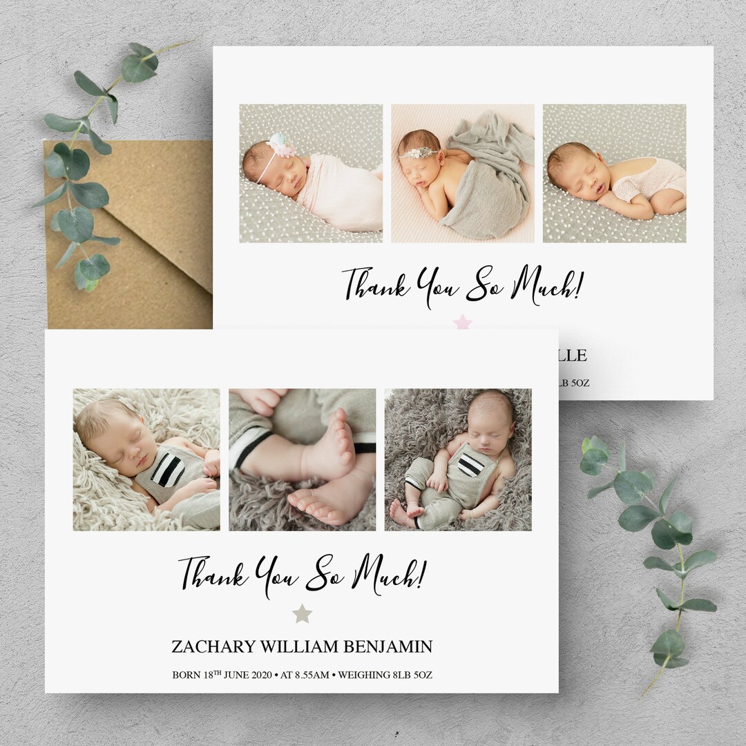 Personalised New Baby Thank You Cards Photo Birthday Thank You Notes ...