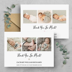 Personalised New Baby Thank You Cards Photo Birthday Thank You Notes Personalised Thank You Cards with Photo Baby Announcement Newborn Cards image 1