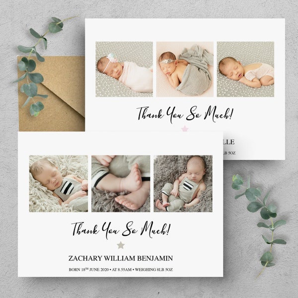 Personalised New Baby Thank You Cards Photo Birthday Thank You Notes Personalised Thank You Cards with Photo Baby Announcement Newborn Cards