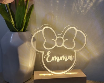 Mouse bow girls  night light lamp Custom Personalized name reading light table bedroom