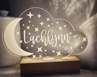 Night Light Moon and Stars Night Sky lamp Custom Personalized name reading light table bedroom