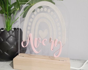 3D night light bedtime light Floral rainbow personalized name nightlight lamp bedside table girls nursery baby gift