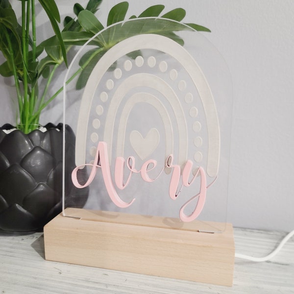 3D night light bedtime light Floral rainbow personalized name nightlight lamp bedside table girls nursery baby gift