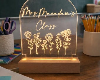 Personalized custom Teacher coach appreciation class room light gift end of year present desk decor