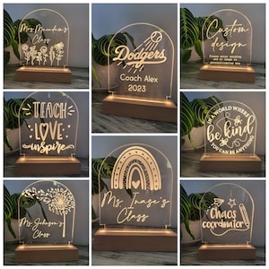 Personalized custom Teacher coach appreciation class room light gift end of year present