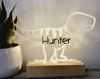 Night Light Dinosauar Trex Dino Night Sky lamp Custom Personalized name reading light table bedroom boys room Jurassic gift birthday