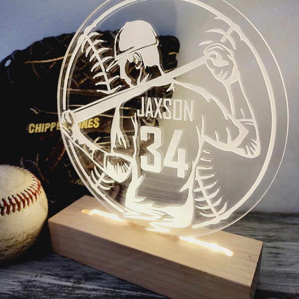 3D personalized night light baseball gift jersey game decor boys girls present lover mlb name tee ball player sports team