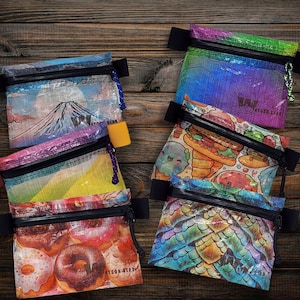 New! Dyneema - Ultralight Minimalist Hiking Zip Wallet - Custom Prints
