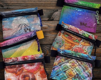 Novidade! Dyneema - Carteira Ultraleve Minimalista com Zíper para Caminhada - Estampas Personalizadas