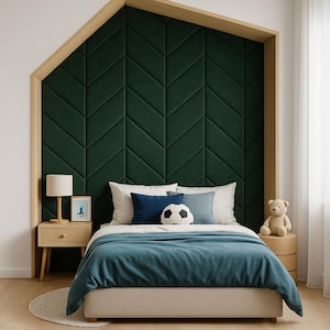 Custom-Made Elegant Herringbone Upholstered Panels - Sophisticated Chevron Wall Decor for Modern Interiors