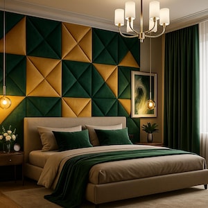 Maßgefertigte, schicke, rechtwinklige Polsterpaneele – moderne geometrische Wandkunst für stilvolle Innenräume