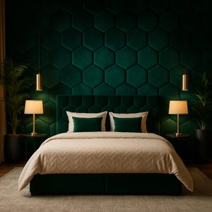 Paneles de pared tapizados suaves y tableros acolchados, panel de cabecera tapizado, panel de pared hexagonal de terciopelo