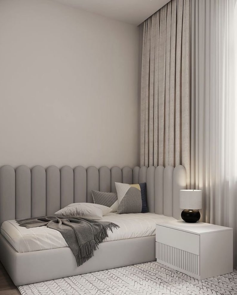 Wall headboard upholstered panels, large selection of colors and sizes, Wall Panel, Bedroom Decoration, Wall Decor 画像 6