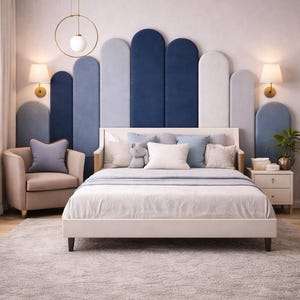 Cabecero de pared con paneles tapizados, gran selección de colores y tamaños, Panel de pared, Decoración de dormitorio, Decoración de pared