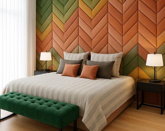 Custom-Made Elegant Herringbone Upholstered Panels - Sophisticated Chevron Wall Decor for Modern Interiors