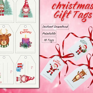 Printable Christmas Gift Tags | Printable Gift Tags | Printable Instant Digital Download Tags.Merry Christmas Gift Tag Printable.Templett
