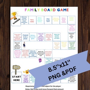 Family Fun Board Game - Interactive & Entertaining, Instant Download , Family-Friendly Board Game, Perfect Gift for Families Digital File