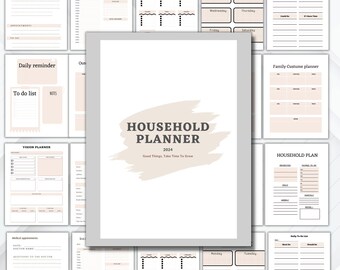 Printable Household Planner | Cleaning, Chores, Meal Planning (Instant Download)