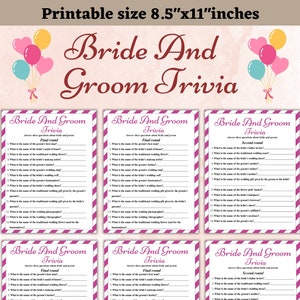 Bride and groom Trivia | Bride and Groom Fun game | Bridal Trivia | Groom Trivia | Instant dwonload