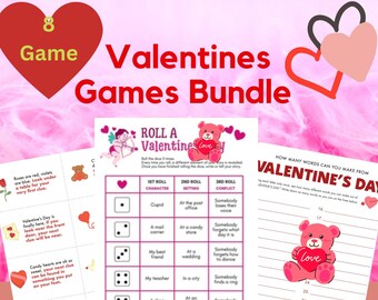 Valentine’s Day Printable Games for Kids | Valentines Games Bundle | Classroom & Party Activities | Instant Download