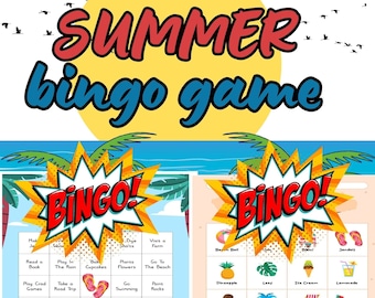 Summer Bingo Game, Printable Cards (Digital Download)