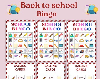 Back to School Bingo Game, Printable Bingo Cards (Digital Download)
