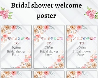 Cartel de bienvenida floral editable para despedida de soltera – Póster de recuerdo (Descarga digital)