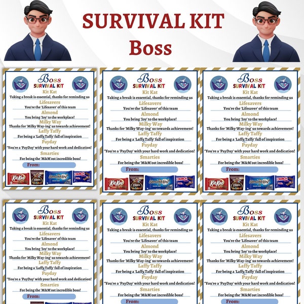 Boss Survival Kit - Printable Digital Download for a Successful Leadership Journey Staff Appreciation Gift Tags