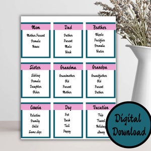 Ultimate Family taboo game, family taboo, printable printable family taboo, family taboo fun game, digital download.
