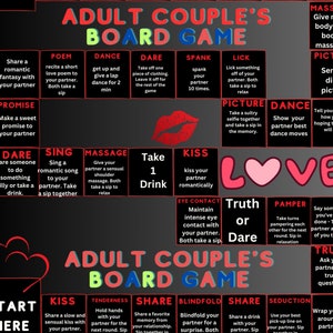 Intimate Adventures Couple Board Game - Fun & Sensual, printable couple game, Printable Drinking Board Game, Digital Drinking Game