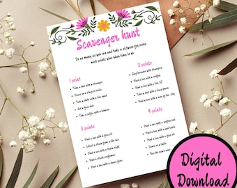 Bachelorette Scavenger Hunt Game – Fun Party Card (Digital Download)