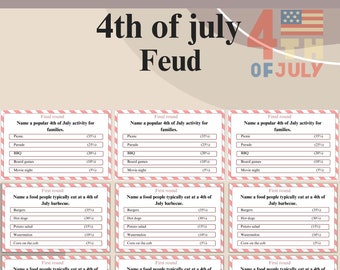 4th of July Feud Game, Printable 4th of July game, Feud Game, Instant Download,  The Hilarious Party Game of Guessing Top Answers