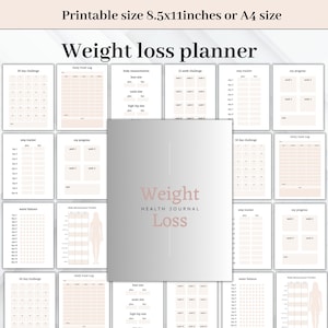 Weight Tracker druckbar & befüllbar | Tägliches Gewichtsjournal | Gewichtsverlust Tracker | Gewicht Log | A4/Letter/Half Size | GoodNotes-Planer