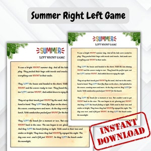 Summer Left Right Poem Game - Fun Summer Left Right game - Pass gift game - Left Right Poem Game - Instant download