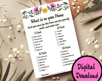 What's On Your Phone Game - Party & Shower Activity (Digital Download)