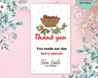 Editable Strawberry Gift Card Template – Personalized Gift Tag (Instant Download)