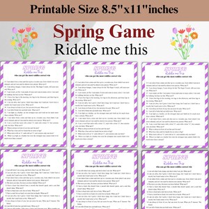 Spring riddle me this game, Printable Spring riddle me this game, Riddle, riddle me this, Instant download , Activities for Adults and Kids