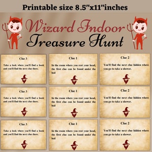 Wizard Indoor Treasure Hunt, Fun Activity for Kids and Families, Printable Wizard Indoor Treasure hunt, Instant download , gift fun puzzle