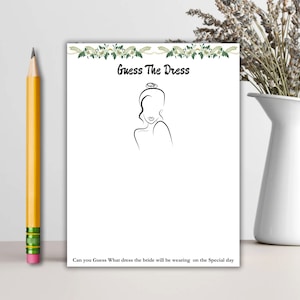 Guess the Dress Game - Fun Bridal Shower and Party Activities side, Sketch Bride dress, Digital download, printable  Guess the Dress Game