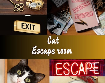 Printable Cat Cafe Escape Room, DIY Party Game (Instant Download)