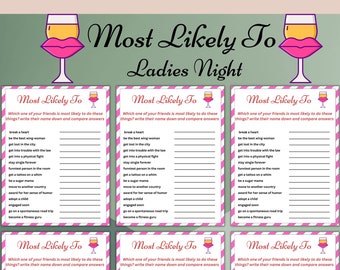 Ladies Night Most Likely To Game, Printable Party Game (Digital Download)