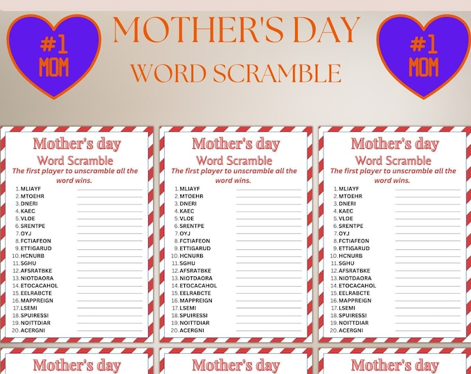 Mother's Day Word Scramble Game Printable Mother's Day Printable ...