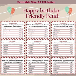 Birthday Feud Printable Game - Fun Party Activity for All Ages  | Adult Birthday Party Game | Printable Birthday Game | Birthday Boy Game