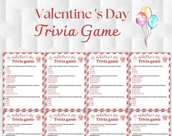 Valentine’s Day Trivia Game for Adults, Printable Valentine’s Day Trivia, Valentines Quiz for Adults, Valentines Party Game, Family trivia