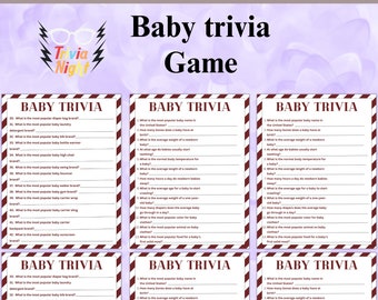 Baby Shower Trivia Game, Printable Party Activity (Instant Download)