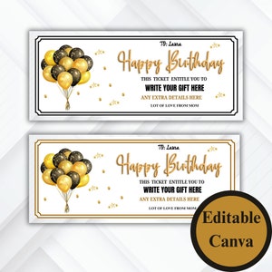Geburtstag Event Ticket Vorlage, EDITIERBARE DIY Event druckbare, Geburtstag, bearbeitbare Canva, sofortiger Download, Birthday Event Ticket Vorlage