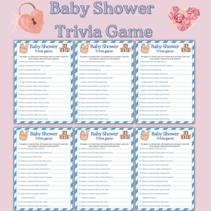 Baby Shower Game | Baby Shower Trivia Game | Baby Shower Activity | Instant download Baby Shower Games Printable, Baby Shower Party Game