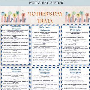 Muttertags-Trivia, druckbare Muttertagsspiele für Kinder und Erwachsene, Muttertagsaktivität, Mama Party. Spiel für Mama, Sofort Download